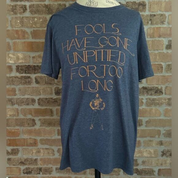 Mr. T “fools have gone unpitied for too long” blue gold tee short sleeve size L - Picture 1 of 9